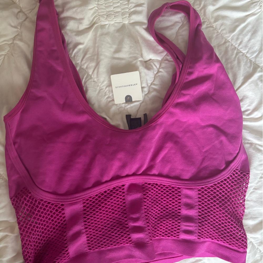 Anthropologie Fuchsia Mesh Sports Bra